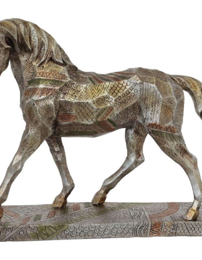 SILVER/GOLD GEO HORSE 30X26CM